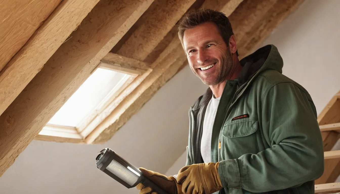 Friendly pest control provider inspecting an attic for rodents and wildlife in a Gretna home